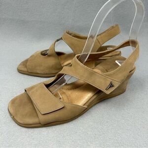 Beautifeel Tan Suede Wedge Slingback Square Toe Comfort Sandals Size EU 37/US 6